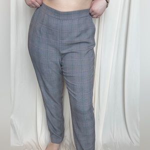 Gray Plaid Tapered Fit Dress Pants - X-Large